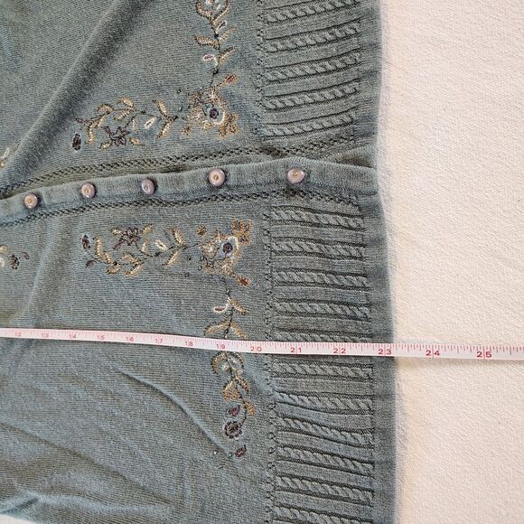 Vintage Koret Embroidered Floral Knit Cardigan Sweater Women’s Large Blue - Picture 7 of 8